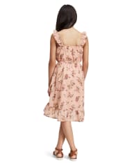 Vestido Niña Volante Floral Cruzado