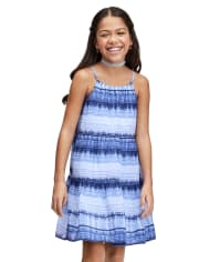 Girls Tie Dye Tiered Dress