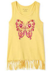 Girls Butterfly Fringe Tank Top