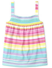 Girls Print Smocked Tank Top