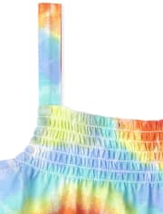 Lot de 2 débardeurs smockés à imprimé arc-en-ciel pour fille