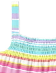 Lot de 2 débardeurs smockés à imprimé arc-en-ciel pour fille