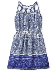 Girls Mommy And Me Paisley Border Dress