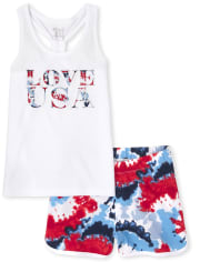 Girls Americana Love Tie Dye 2-Piece Set