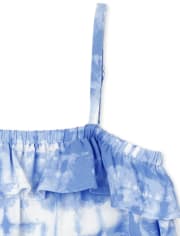 Conjunto de 2 piezas con volantes y teñido anudado para niñas