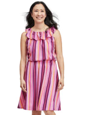 Womens Mommy And Me Striped Ruffle Dress