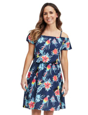 Womens Matching Family Tropical Toucan Off Shoulder Dress