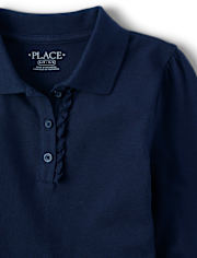 Polo en piqué extensible doux à volants pour uniforme pour filles - Taille Plus