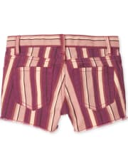Girls Striped Twill Shortie Shorts
