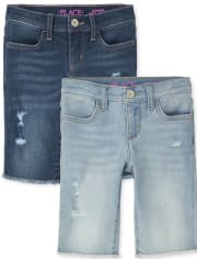 Girls Denim Skimmer Shorts 2-Pack