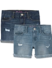 Paquete de 2 pantalones cortos vaqueros midi para niña