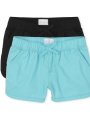 Shorts de sarga para niñas, paquete de 2