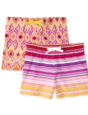 Girls Print Shorts 2-Pack