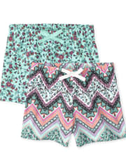 Pack de 2 pantalones cortos estampados para niñas
