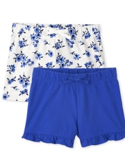 Girls Floral Ruffle Shorts 2-Pack