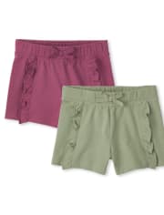 Pack de 2 pantalones cortos con volantes para niñas