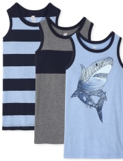 Paquete de 3 camisetas sin mangas de tiburón para niños