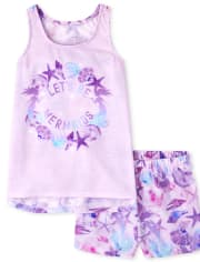 Girls Sleeveless Let s Be Mermaids Pajamas PINK The Children s Place CA