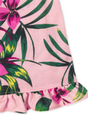 Girls Tropical Floral Ruffle Nightgown