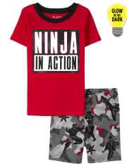 Pijama de algodón de ajuste ceñido Glow Ninja para niños
