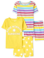 Girls Glow Sunshine Snug Fit Cotton Pajamas 2-Pack