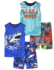 Pijama Aloha Shark para niño, paquete de 2