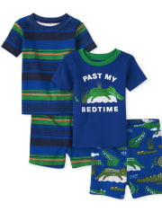 Pijamas de algodón ajustados con rayas de cocodrilo para bebés y niños pequeños, paquete de 2
