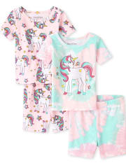 Baby And Toddler Girls Unicorn Snug Fit Cotton Pajamas 2-Pack