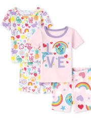 Paquete de 2 pijamas de algodón ajustados para bebés y niñas pequeñas Love Earth