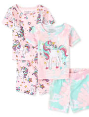 Lot de 2 pyjamas en coton ajustés licorne pour bébés et petites filles