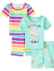 Baby And Toddler Girls Ice Cream Snug Fit Cotton Pajamas 2-Pack