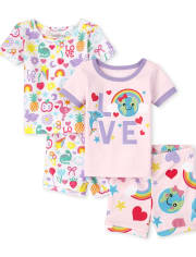 Baby And Toddler Girls Earth Snug Fit Cotton Pajamas 2-Pack