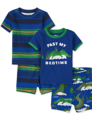 Baby And Toddler Boys Alligator Striped Snug Fit Cotton Pajamas 2-Pack