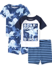Lot de 2 pyjamas en coton ajustés Dino pour bébés et tout-petits garçons