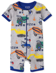 Baby And Toddler Boys Construction Snug Fit Cotton One Piece Pajamas