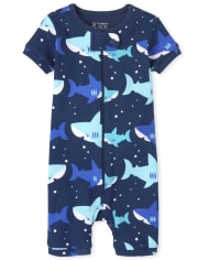 Unisex Baby And Toddler Shark Snug Fit Cotton One Piece Pajamas