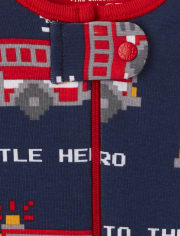 Baby And Toddler Boys Fire Truck Snug Fit Cotton One Piece Pajamas