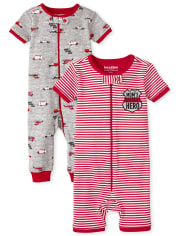 Ensemble de 2 pyjamas une pièce en coton ajustés pour bébés et tout-petits garçons Premiers intervenants