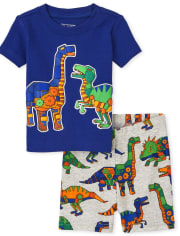Pijama de algodón de ajuste cómodo para bebés y niños pequeños Robot Dino