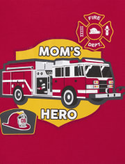 Pijamas de algodón ajustados con diseño de camión de bomberos para bebés y niños pequeños