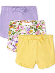 Baby Girls Floral Ruffle Shorts 3-Pack