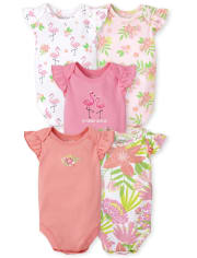 Baby Girls Tropical Bodysuit 5-Pack