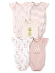Baby Girls Pineapple Giraffe Bodysuit 5-Pack