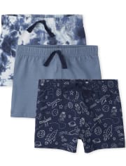 Baby Boys Space Tie Dye Shorts 3-Pack