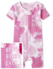 Pijama de una pieza de algodón con tinte de corbata familiar a juego para bebés y niñas pequeñas