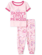 Baby And Toddler Girls Daddy's Princess Snug Fit Cotton Pajamas