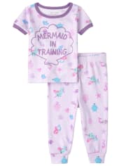 Baby And Toddler Girls Mermaid Snug Fit Cotton Pajamas