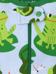 Baby And Toddler Boys Dino Frog Snug Fit Cotton One Piece Pajamas 2-Pack