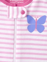 Baby And Toddler Girls Floral Butterfly Snug Fit Cotton One Piece Pajamas 2-Pack