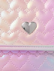 Girls Iridescent Quilted Heart Bag